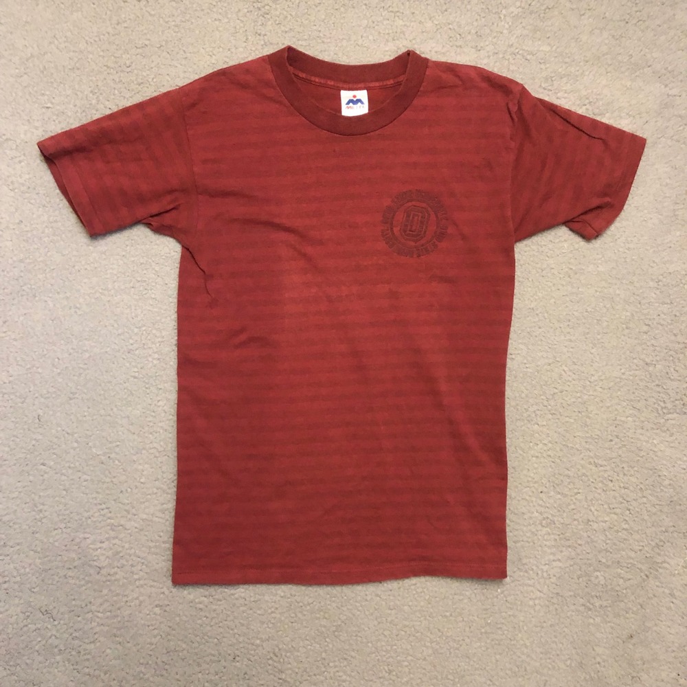 Vtg Ohio State University Buckeyes Striped T-Shirt Red Medium USA College Sports